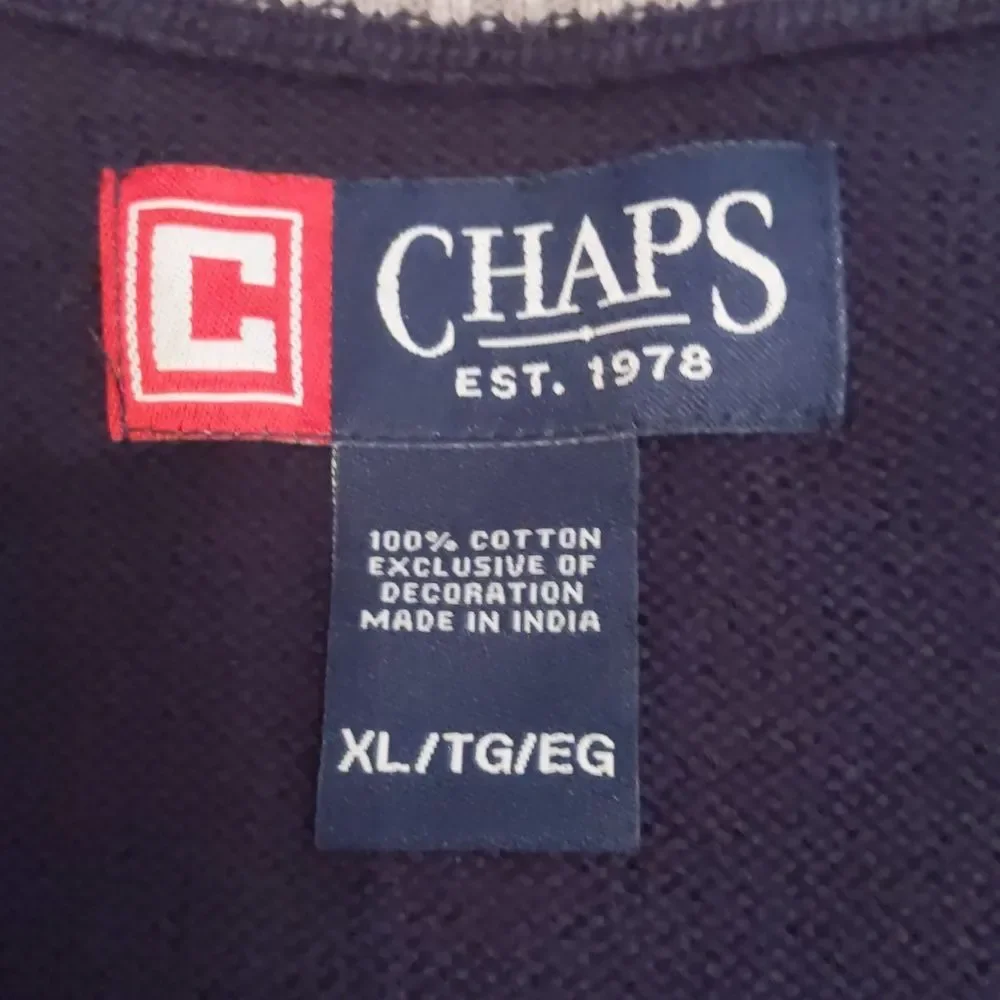 CHAPS Grandpa Sweater Vest Sleeveless Men's Blue Academia Preppy Layer XL